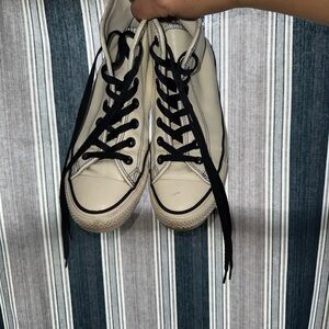 Converse Cream and Black High-Top Sneakers